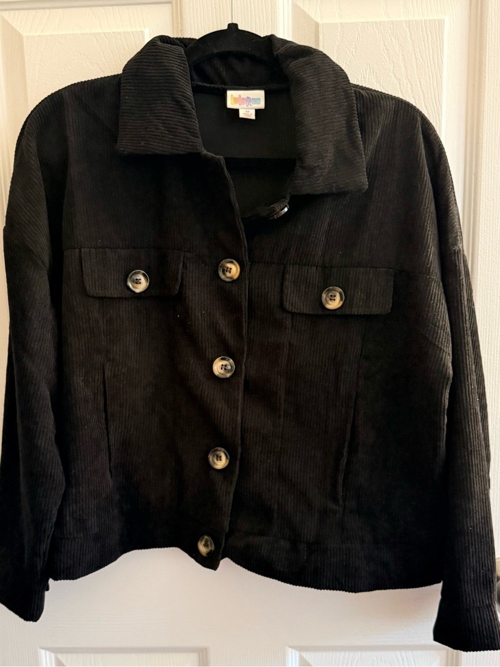 LuLaRoe Black Corduroy Button-Front Jacket
